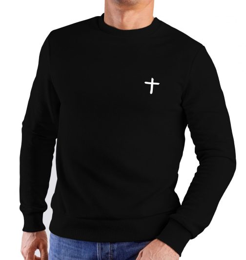 Bluza chrześcijańska z krzyżem męska bez kaptura czarna