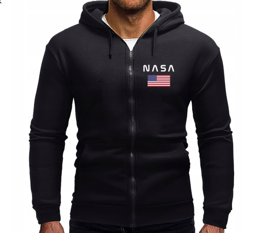 Modna męska bluza - NASA z kapturem rozpinana