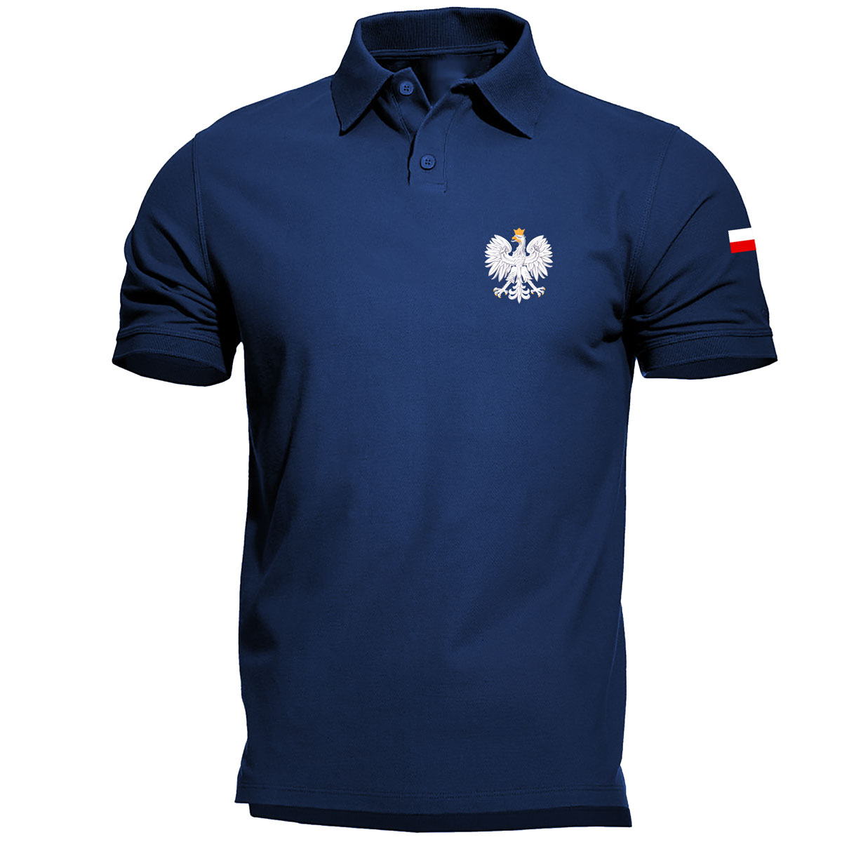 Koszulka polo patriotyczna - koszulka polo z orzełkiem polski i flagą granatowa