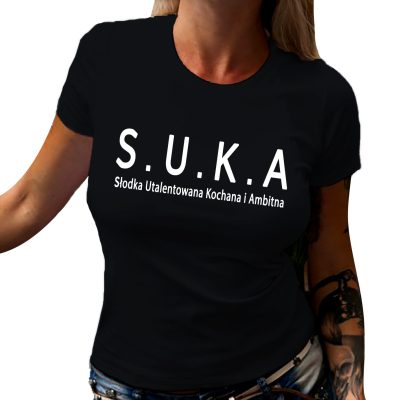 S.U.K.A koszulka damska T-shirt z modnym napisem SUKA