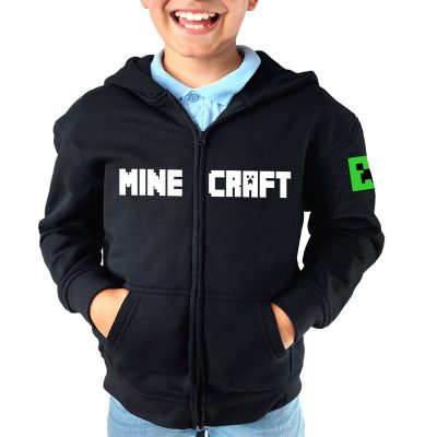Bluza Creeper minecraft dla chłopca rozpinana na zamek z kapturem