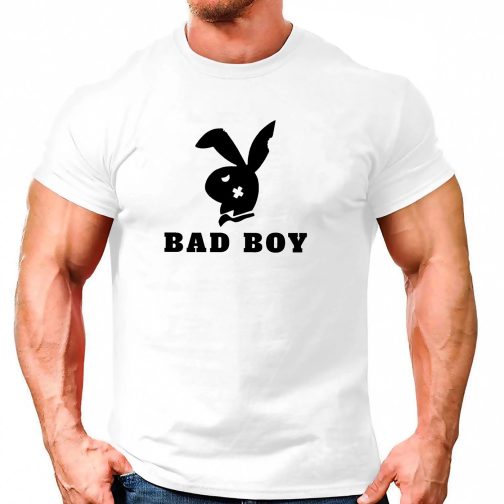 bad boy koszulka męska t-shirt siłownię biała boys