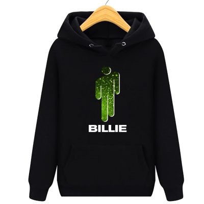 bluza z kapturem billie eilish dla dzieci – z zielonym ludzikiem i napisem Billie