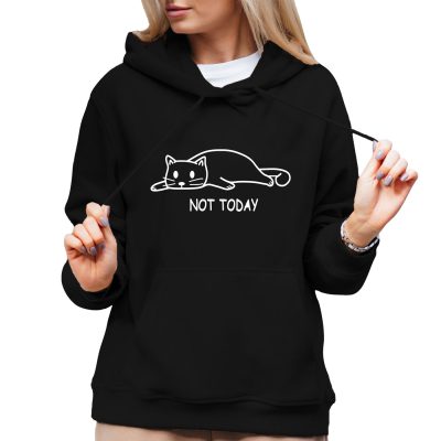 Not Today – Damska bluza z kotem – typu kangurka z kapturem