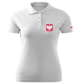 Koszulka patriotyczna damska Polo z godłem Polski i flagą