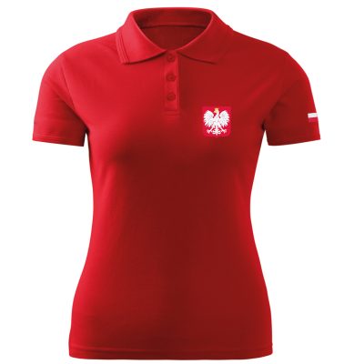 Koszulka patriotyczna damska Polo z godłem Polski