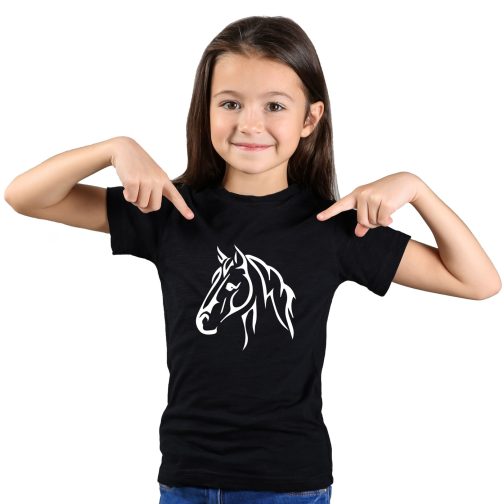 koszulka z koniem dla dziewczynki czarna
