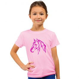 Różowa koszulka z koniem dla dziewczynki