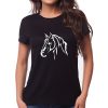 koszulka z koniem damska t-shirt czarna