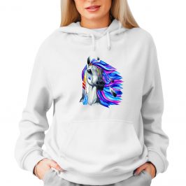 Bluza z koniem damska – z kapturem – kolorowy koń