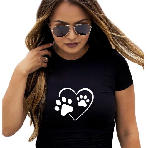 koszulka z psem damska czarna serce