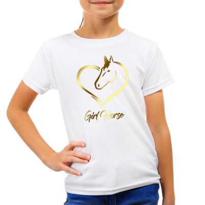 koszulka z koniem dla dziewczynki – t-shirt ze złotym koniem