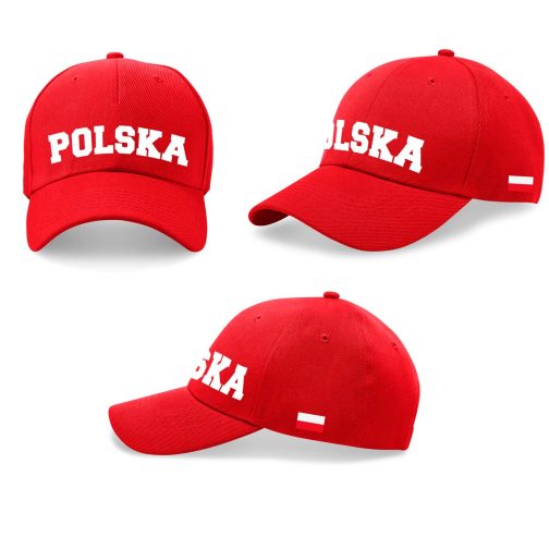 czapka kibica czapka patriotyczna z daszkiem napisem Polska czerwona