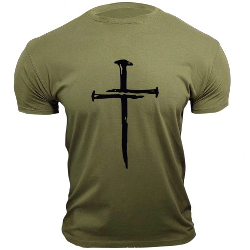 Koszulka chrześcijańska męska - t-shirt z Krzyżem zielona
