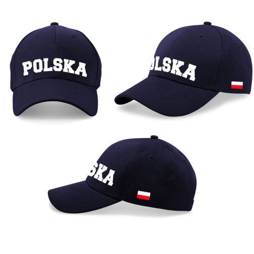 czapka kibica czapka patriotyczna z daszkiem napisem Polska granatowa
