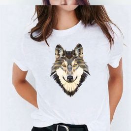 koszulka z wilkiem damska t-shirt biała