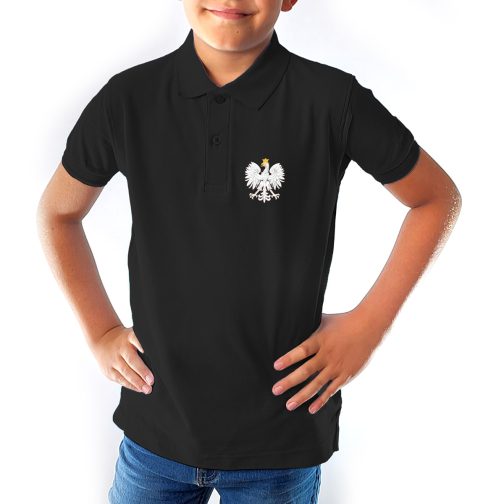 koszulka z orzełkiem dla dzieci koszulka polo dla dzieci czarna