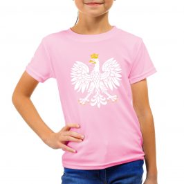 Różowa Koszulka z orzełkiem dla dzieci – 100% Bawełna