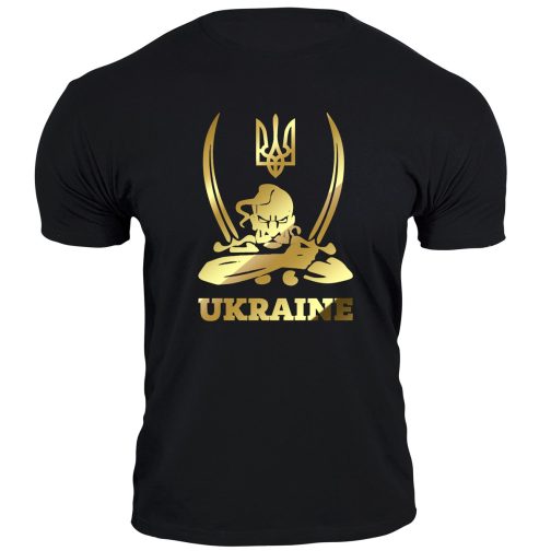 koszulka ukraina złoty kozak z herbem męska czarna