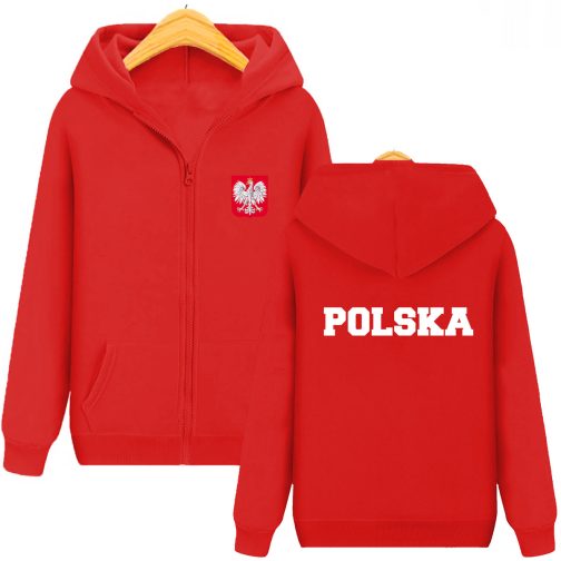 Bluza damska rozpinana z kapturem z napisem polska patriotyczna czerwona