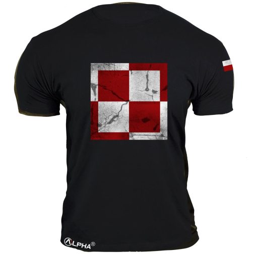 Koszulka lotnicza - koszulka patriotyczna Szachownica lotnicza męska t-shirt czarna