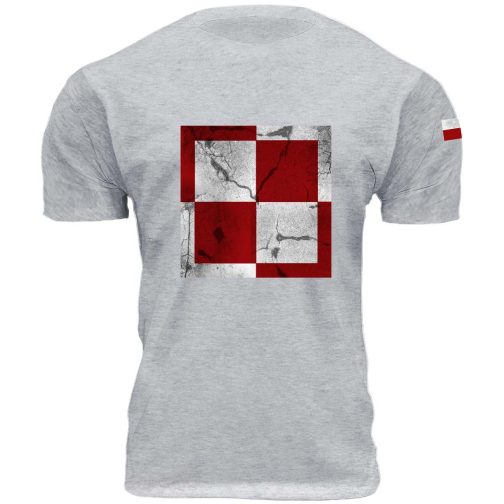 Koszulka lotnicza - koszulka patriotyczna Szachownica lotnicza męska t-shirt szara