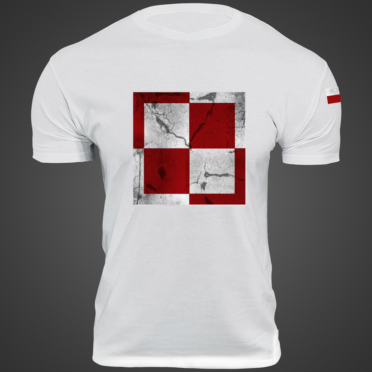 Koszulka lotnicza - koszulka patriotyczna Szachownica lotnicza męska t-shirt biała