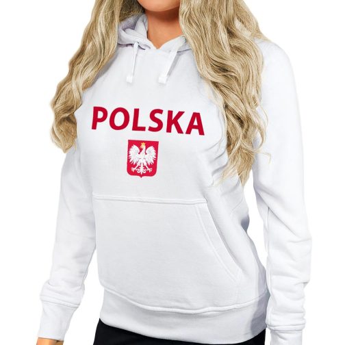 bluza patriotyczna damska z kapturem polska godło biała