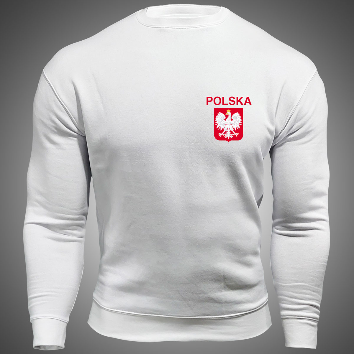 bluza z napisem polska bluza patriotyczna męska biała z godłem polski