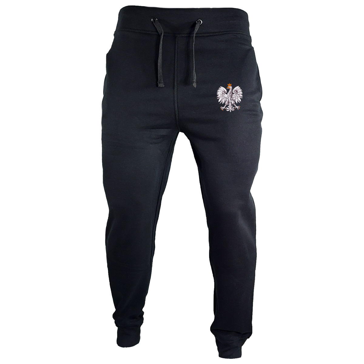 spodnie joggery męskie spodnie dresowe męskie czarne spodnie z orzełkiem
