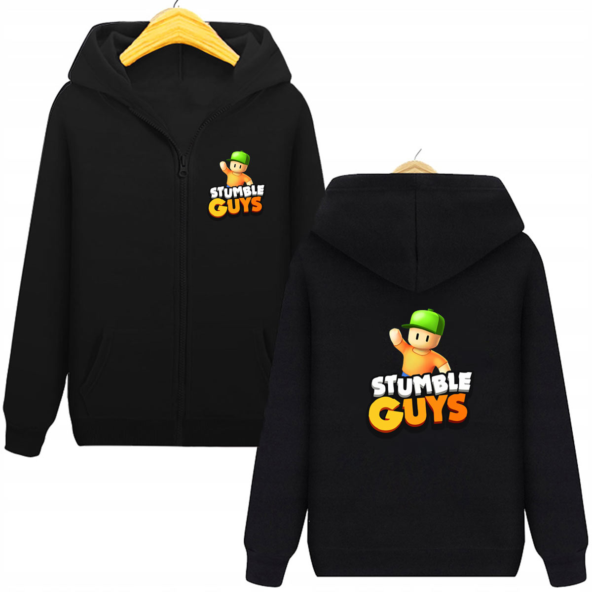 Stumble Guys bluza dla dzieci rozpinana z kapturem czarna