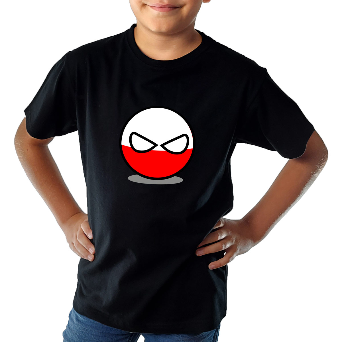 koszulka countryballs dla dzieci czarna t-shirt dla chłopca