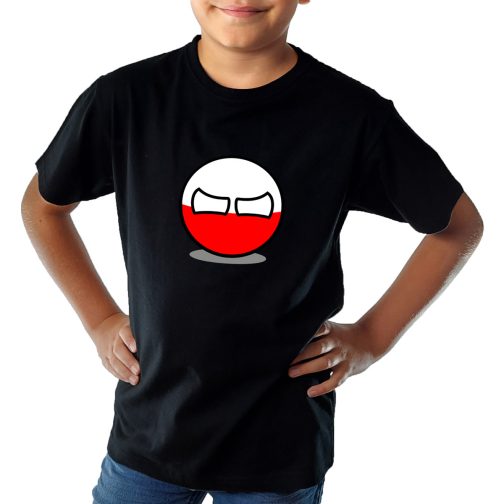 koszulka countryballs dla dziecka czarna t-shirt dla chłopca