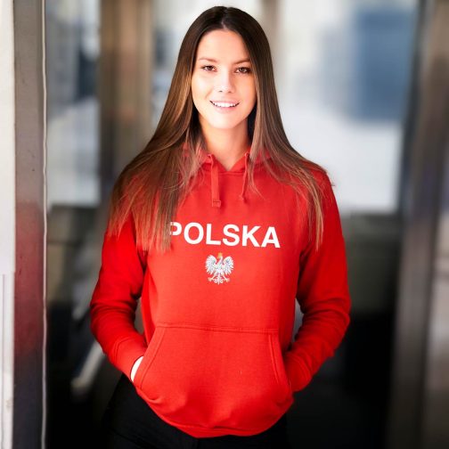 Bluza patriotyczna damska czerwona z napisem Polska z orzełkiem