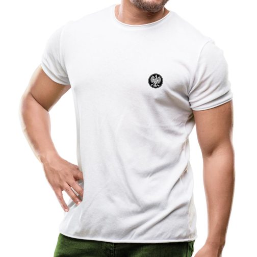 męska koszulka patriotyczna koszulka z orłem biała khaki wojskowa