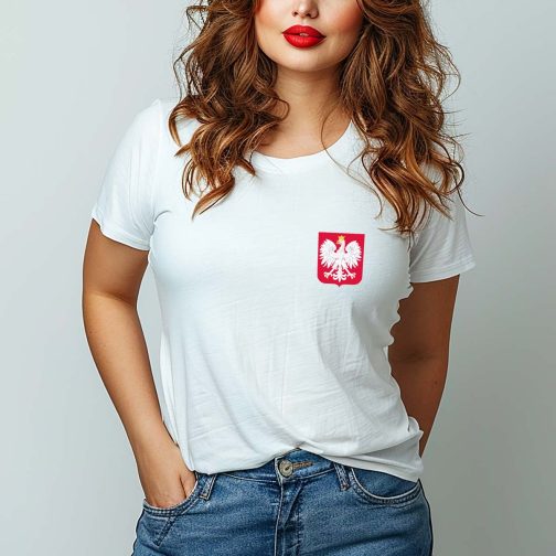 koszulka kibica damska koszulka z godłem polski koszulka patriotyczna damska biała