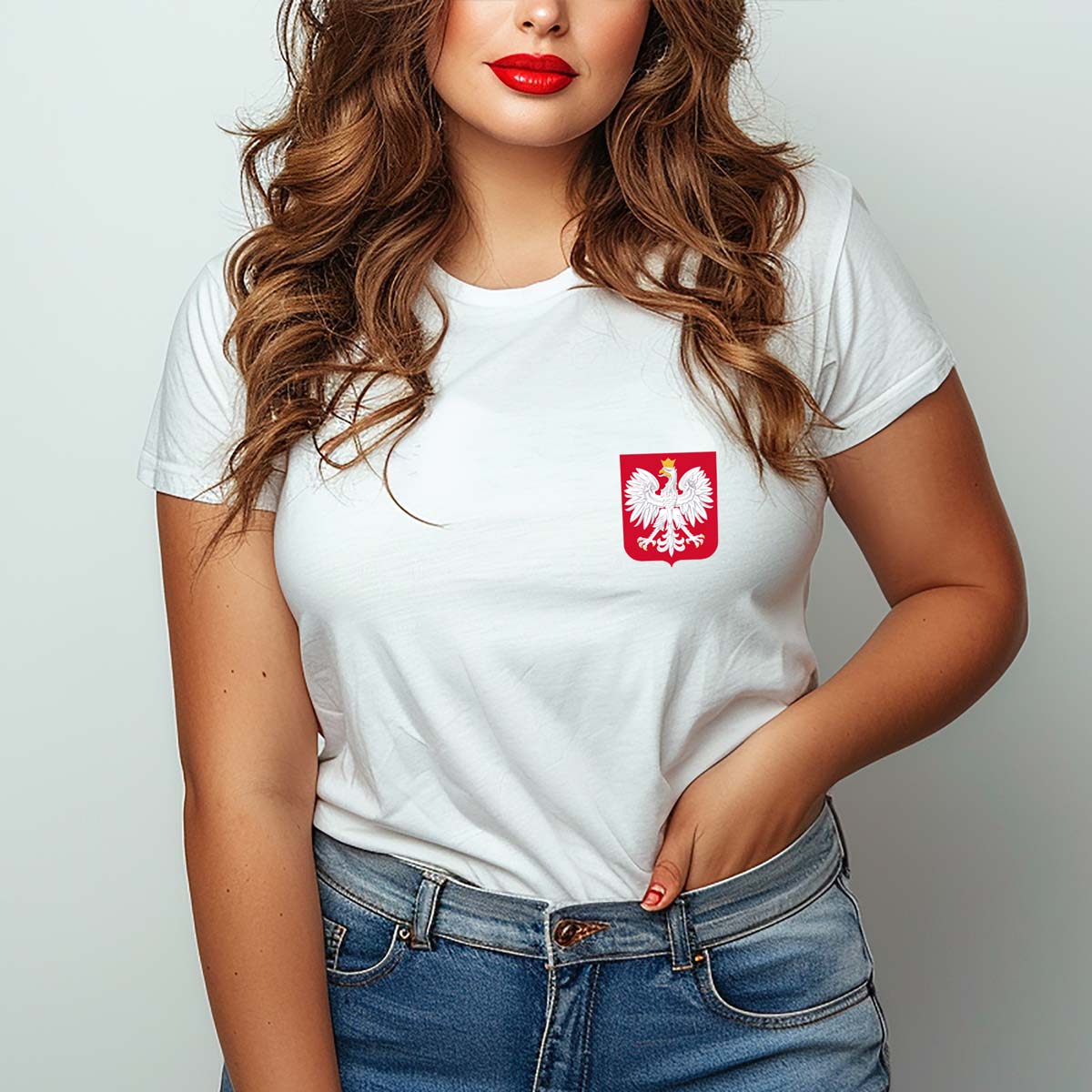 koszulka kibica damska koszulka z godłem polski koszulka patriotyczna damska biała