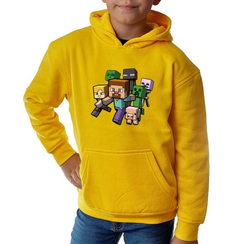 Bluza minecraft bluza chłopięca minecraft z kapturem team żółta