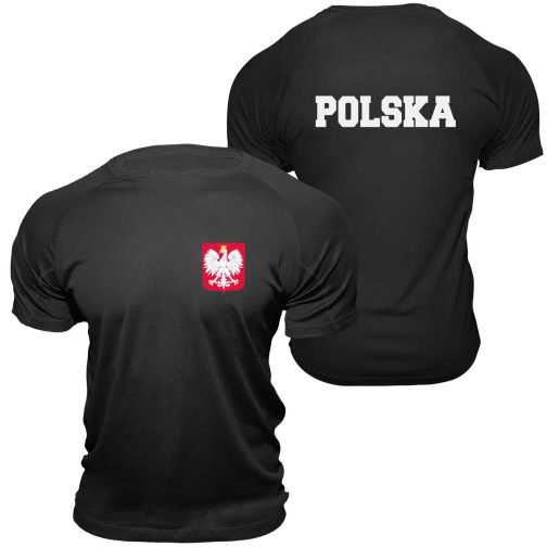 koszulka termoaktywna polska koszulka z napisem polska czarna