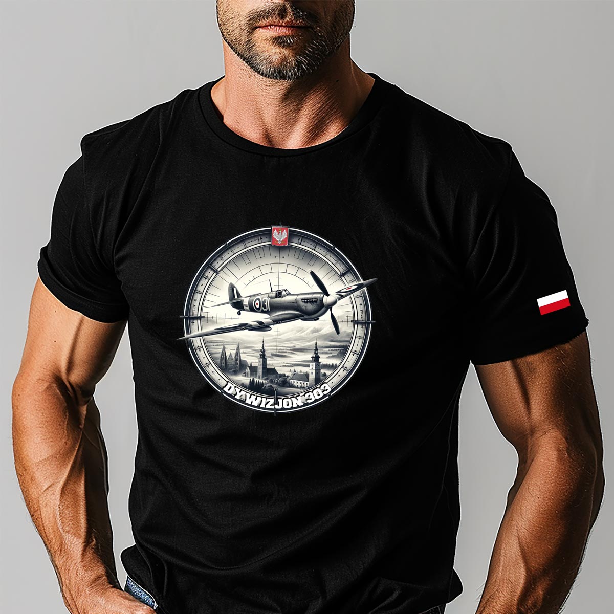 koszulka dywizjon 303 koszulka lotnicza koszulka dla pilota czarna