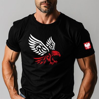 Męska koszulka Orzeł Polski biało czerwony – Godło Polski
