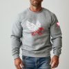 Męska Bluza z Orłem Polski oraz Godłem - Szara 3 Bluza z orłem Polski Orzeł biało czerwony - Godło Polski szara melange