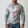 Męska Bluza z Orłem Polski oraz Godłem - Szara 2 Bluza z orłem Polski Orzeł biało czerwony - Godło Polski szara melange