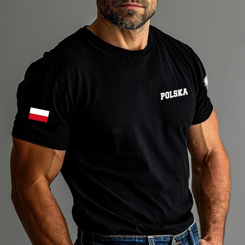 koszulka z flagą polski orzeł polski polska męska czarna