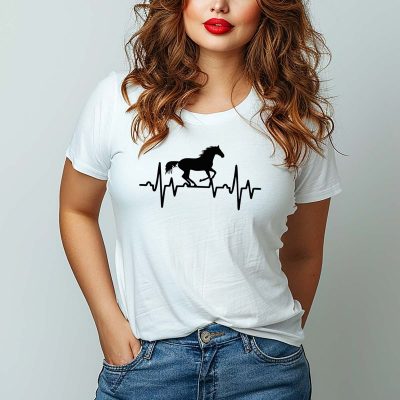 Koszulka z koniem damska – Biała – Bawełna 100%