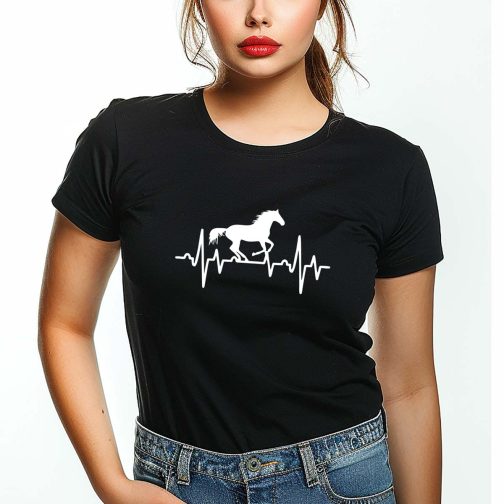 Koszulka z koniem damska czarna koszulka z konikami t-shirt