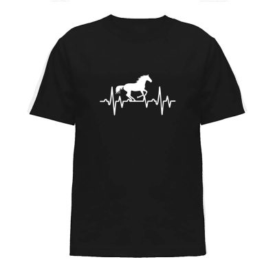 Koszulka z koniem dla dziewczynki – czarna