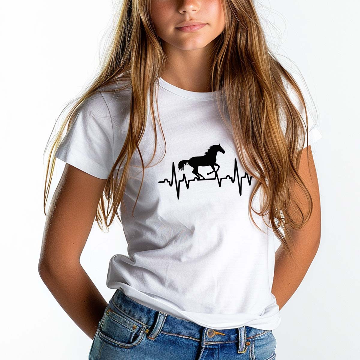 koszulka z koniem dla dziewczynki biała t-shirt