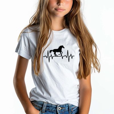 Koszulka z koniem dla dziewczynki – biała
