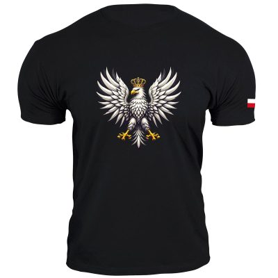 Męska koszulka z Orłem Polski oraz flagą na ramieniu